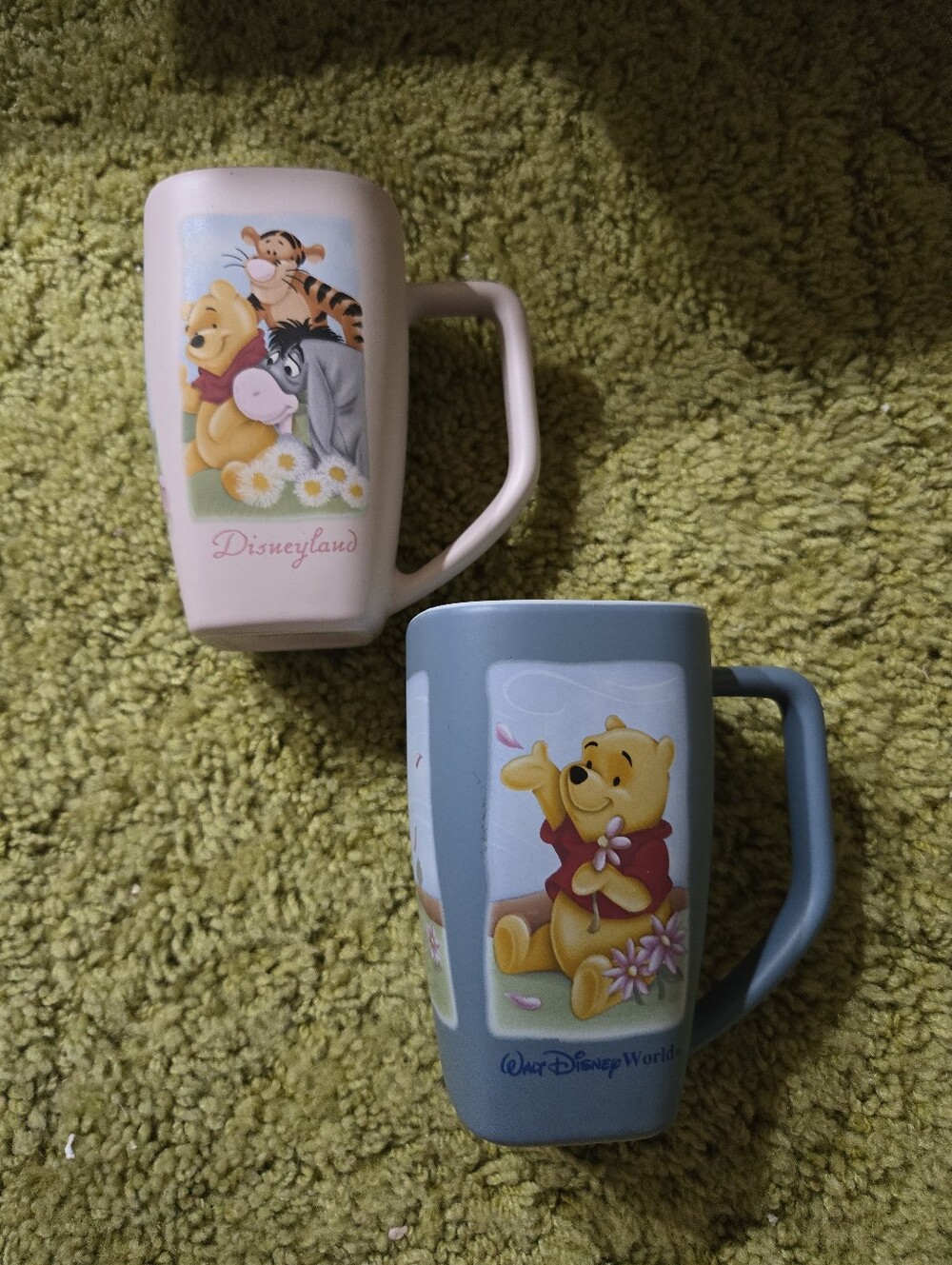 Disney Winnie the Pooh Pink and Blue Character Ceramic Mugs